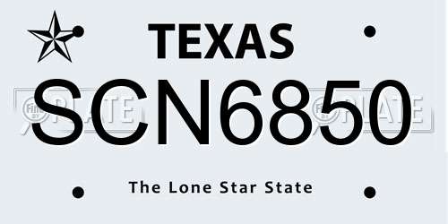 SCN6850 Texas License Plate