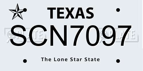 SCN7097 Texas License Plate
