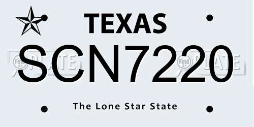 SCN7220 Texas License Plate