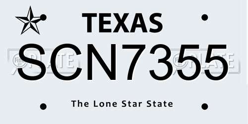 SCN7355 Texas License Plate