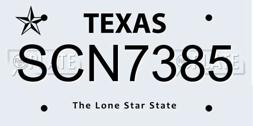 SCN7385 Texas License Plate