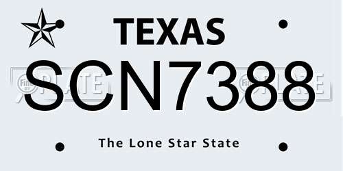 SCN7388 Texas License Plate