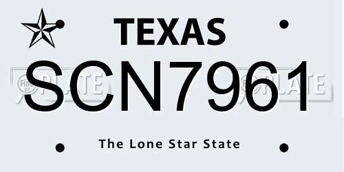 SCN7961 Texas License Plate