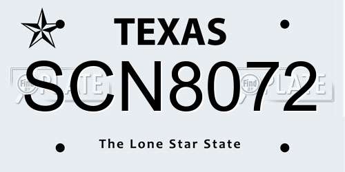 SCN8072 Texas License Plate