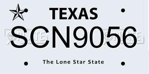SCN9056 Texas License Plate
