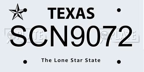 SCN9072 Texas License Plate