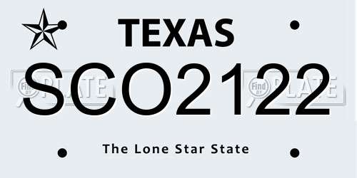 SCO2122 Texas License Plate