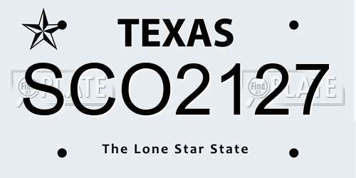 SCO2127 Texas License Plate