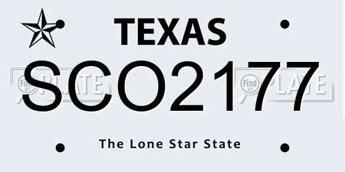 SCO2177 Texas License Plate