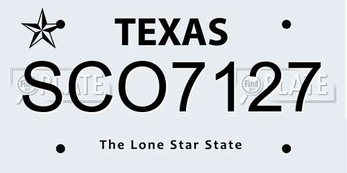 SCO7127 Texas License Plate