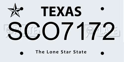 SCO7172 Texas License Plate