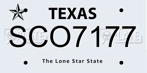 SCO7177 Texas License Plate