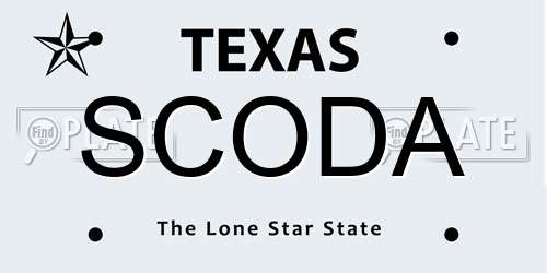 SCODA Texas License Plate