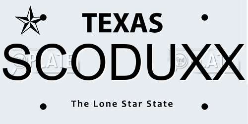SCODUXX Texas License Plate
