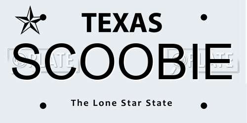 SCOOBIE Texas License Plate