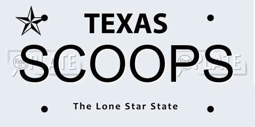 SCOOPS Texas License Plate