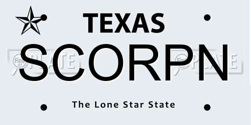 SCORPN Texas License Plate