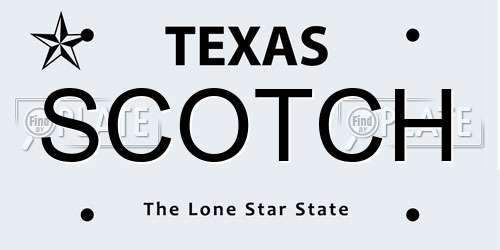 SCOTCH Texas License Plate