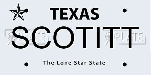 SCOTITT Texas License Plate