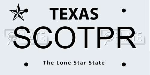 SCOTPR Texas License Plate