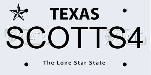 SCOTTS4 Texas License Plate