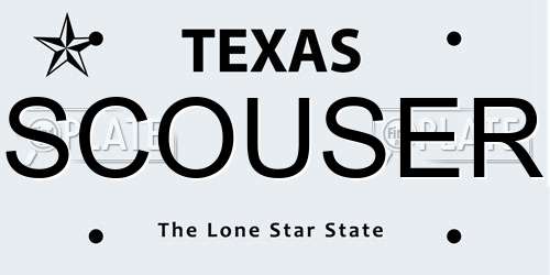 SCOUSER Texas License Plate