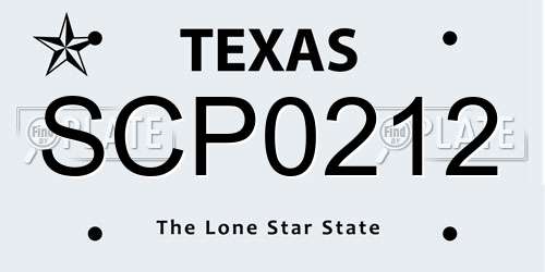 SCP0212 Texas License Plate