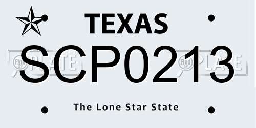 SCP0213 Texas License Plate