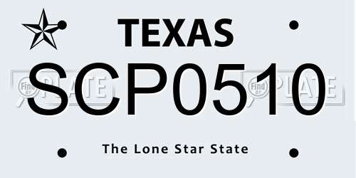 SCP0510 Texas License Plate