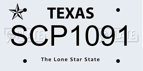 SCP1091 Texas License Plate
