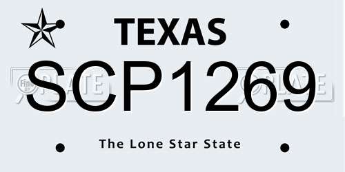 SCP1269 Texas License Plate