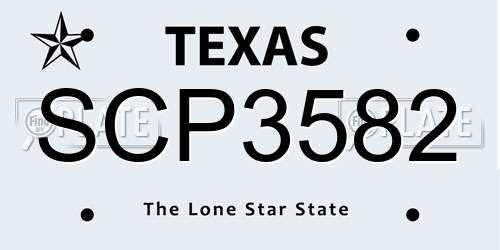 SCP3582 Texas License Plate
