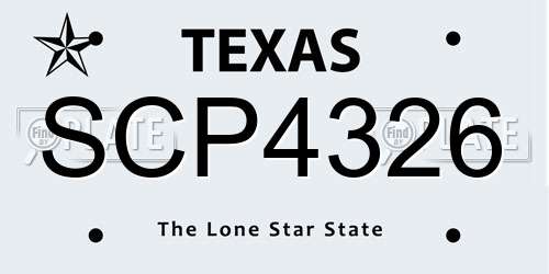 SCP4326 Texas License Plate