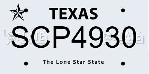 SCP4930 Texas License Plate