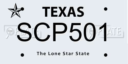 SCP501 Texas License Plate