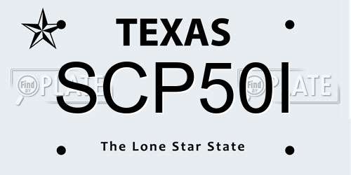 SCP50I Texas License Plate