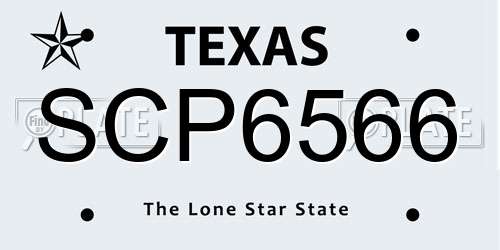 SCP6566 Texas License Plate