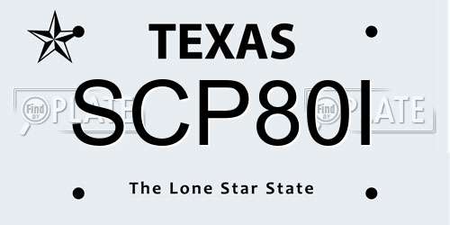 SCP80I Texas License Plate