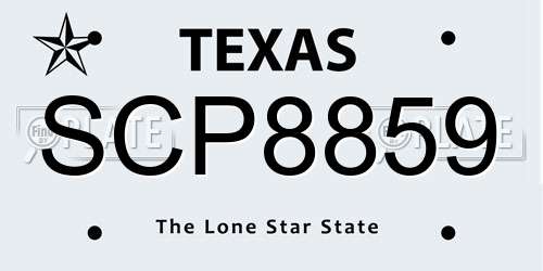SCP8859 Texas License Plate