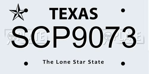 SCP9073 Texas License Plate