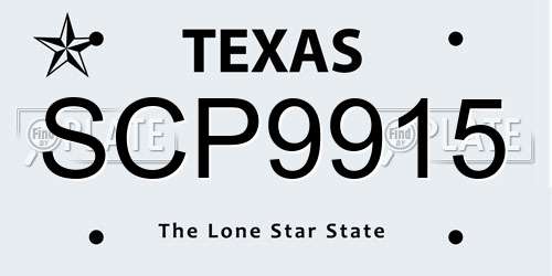 SCP9915 Texas License Plate
