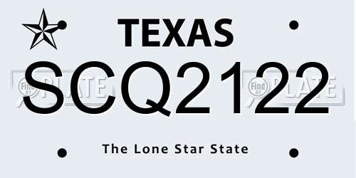 SCQ2122 Texas License Plate