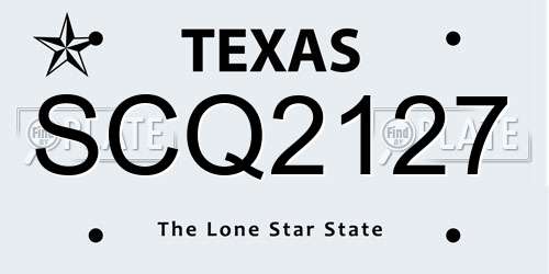 SCQ2127 Texas License Plate