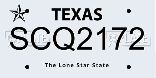 SCQ2172 Texas License Plate