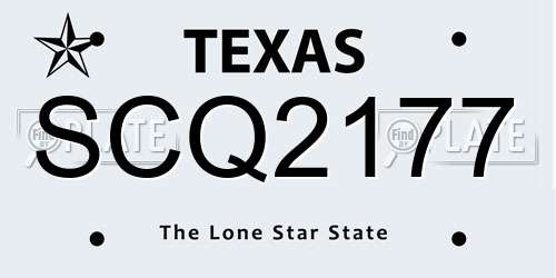 SCQ2177 Texas License Plate