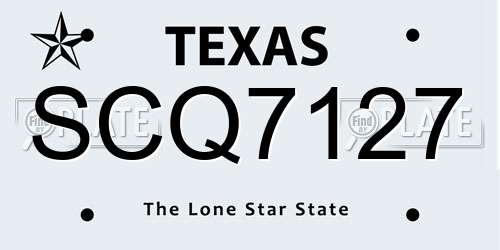 SCQ7127 Texas License Plate