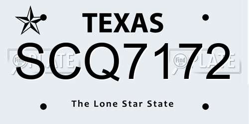 SCQ7172 Texas License Plate