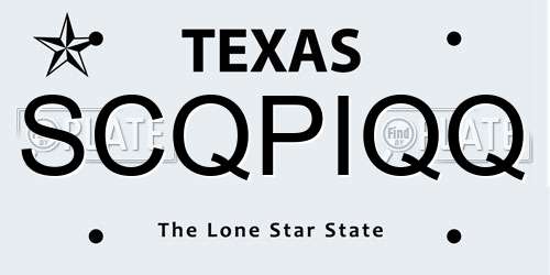 SCQPIQQ Texas License Plate