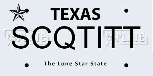 SCQTITT Texas License Plate