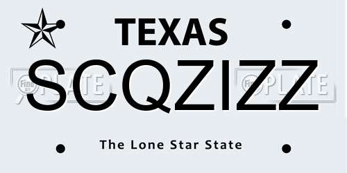 SCQZIZZ Texas License Plate
